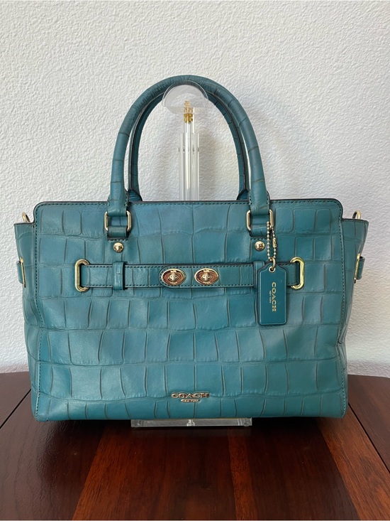 Coach Handbags - COACH Blake Teal Croc-Embossed Leather Carryall Satchel F37099